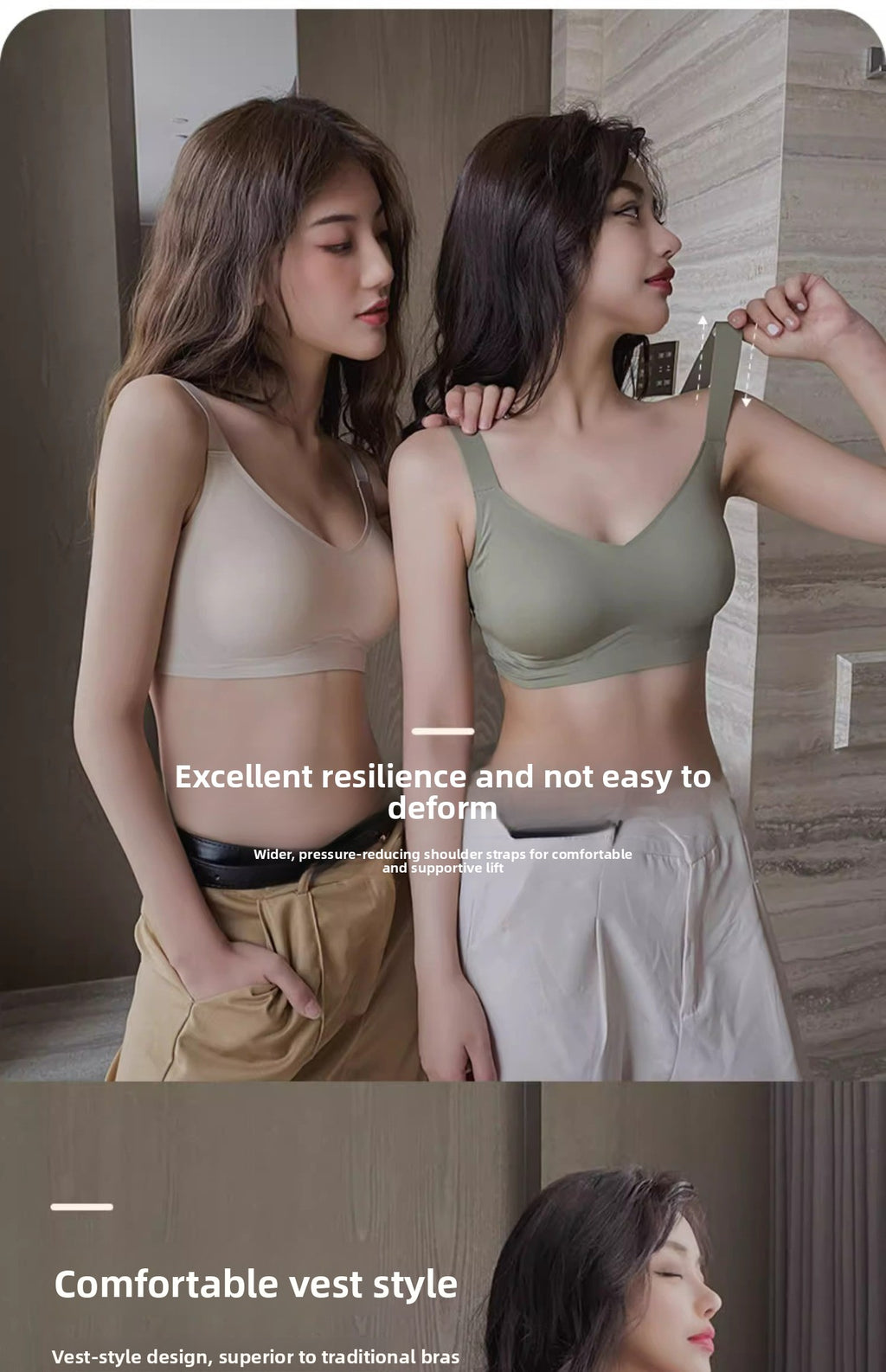 Wire-Free T-Shirt Bra - Women's Wire-Free V-Neck Cross Mesh Bra Comfortable Support T-Shirt Bra Wire-Free Seamless Gathered Everyday Bra