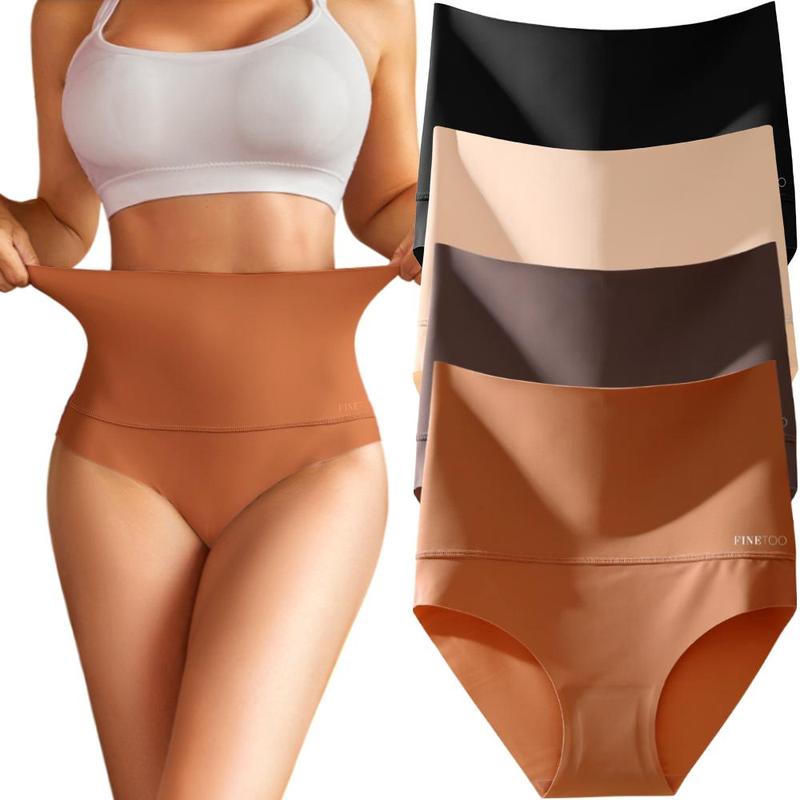 Women's High-Waisted Seamless Panties, Triangle Panties, Invisible Elastic Panties, 3-Pack