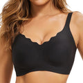Winture Women's Seamless Bra, Wire-Free Full Coverage Push-Up Bra, Wire-Free T-Shirt Style Comfortable Everyday Bra, Plus Size Friendly - Black