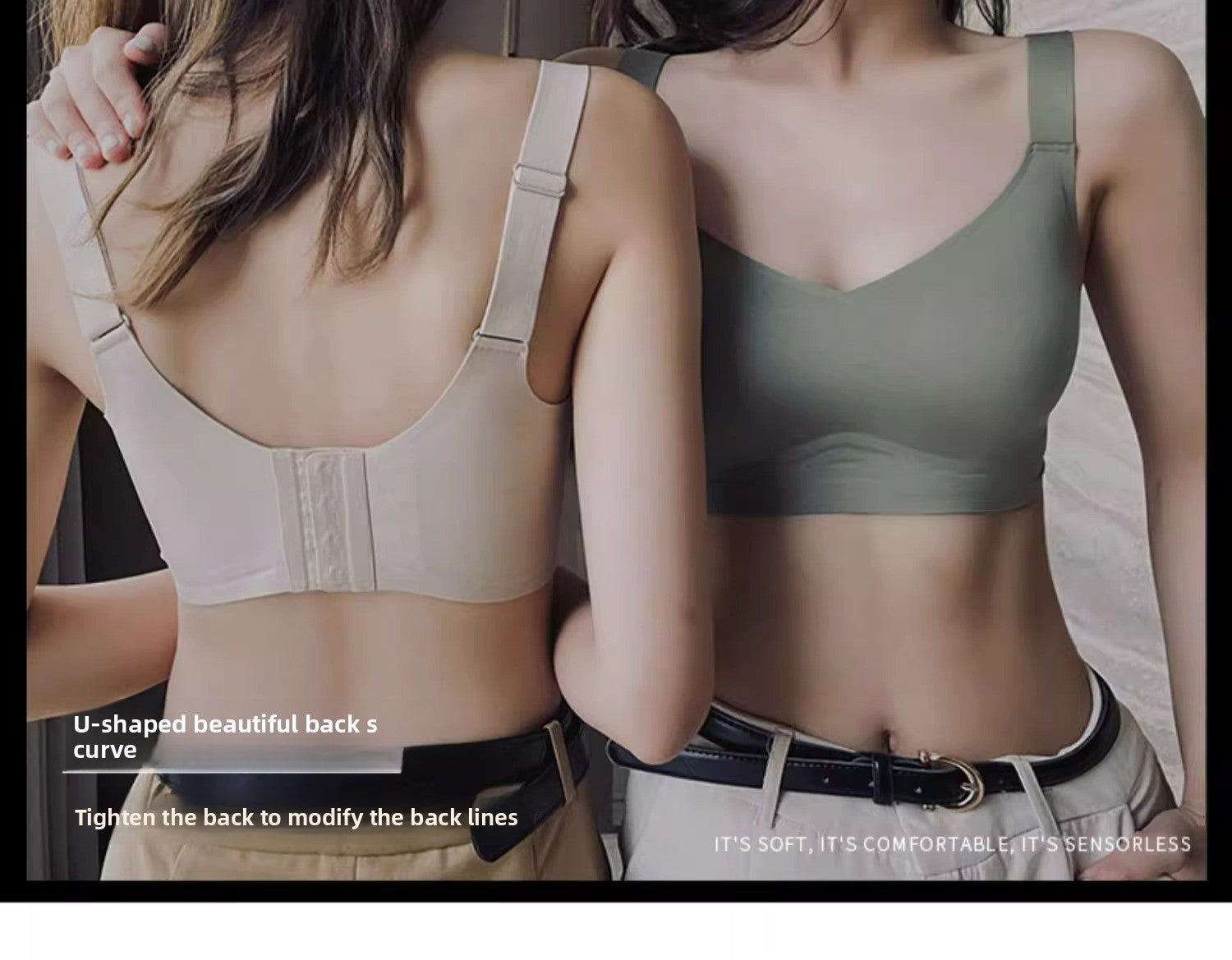 Wire-Free T-Shirt Bra - Women's Wire-Free V-Neck Cross Mesh Bra Comfortable Support T-Shirt Bra Wire-Free Seamless Gathered Everyday Bra