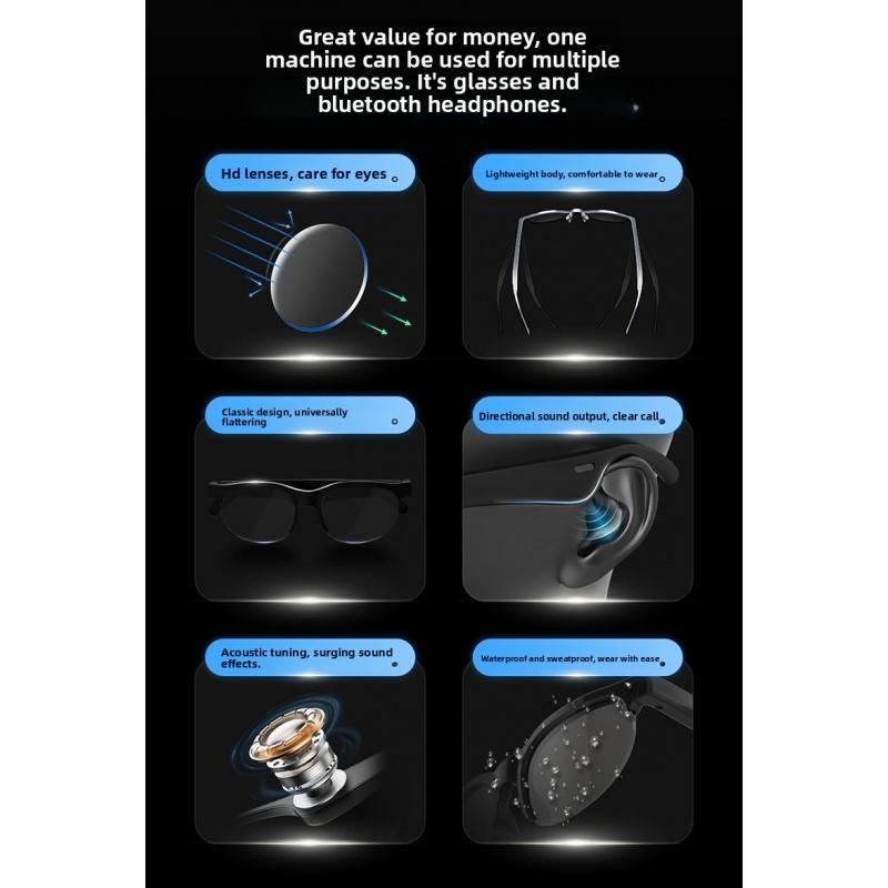 MiZEAN G1 TWS Smart Audio Sunglasses, Stereo Speakers, Hands-Free Calls & Music Playback, Anti-Blue Light, Men & Women Sports Outdoor Glasses