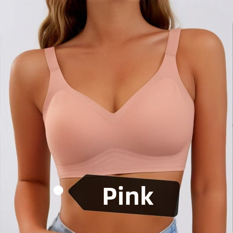 Wire-Free T-Shirt Bra - Women's Wire-Free V-Neck Cross Mesh Bra Comfortable Support T-Shirt Bra Wire-Free Seamless Gathered Everyday Bra