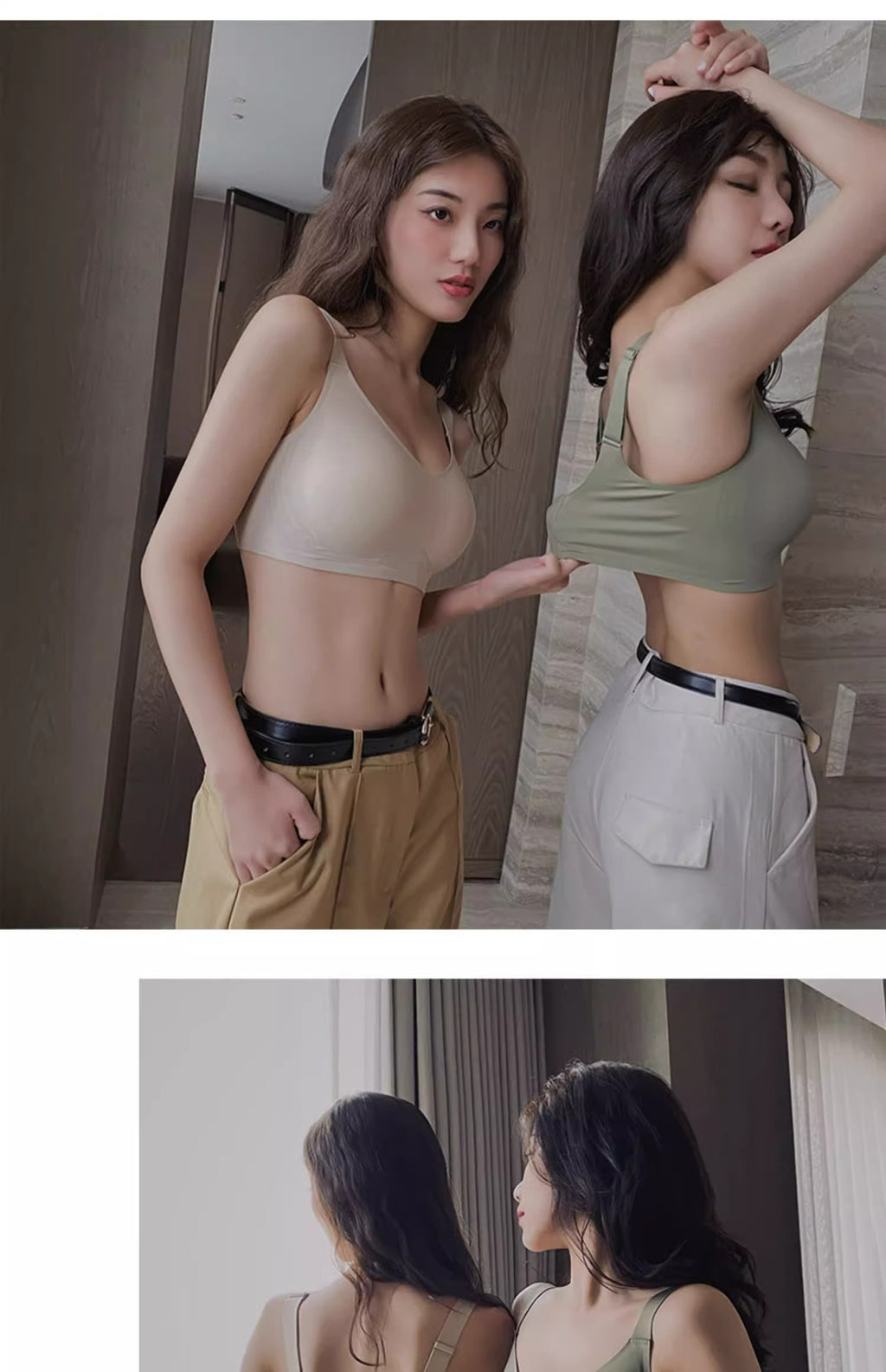 Wire-Free T-Shirt Bra - Women's Wire-Free V-Neck Cross Mesh Bra Comfortable Support T-Shirt Bra Wire-Free Seamless Gathered Everyday Bra