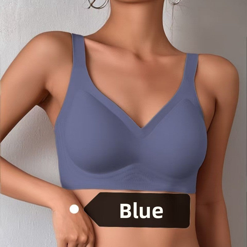 Wire-Free T-Shirt Bra - Women's Wire-Free V-Neck Cross Mesh Bra Comfortable Support T-Shirt Bra Wire-Free Seamless Gathered Everyday Bra
