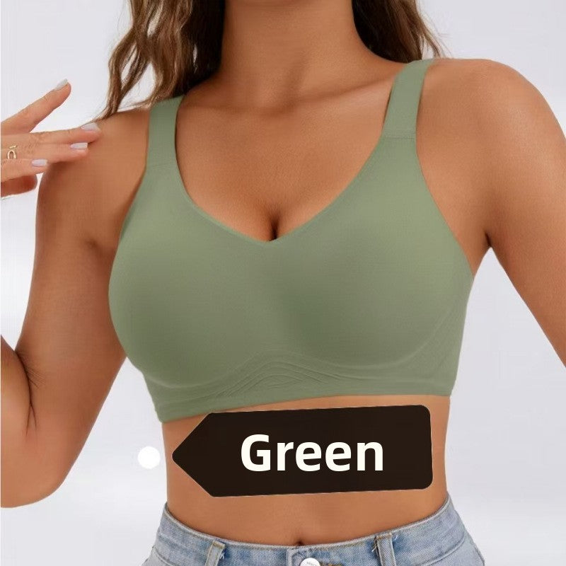 Wire-Free T-Shirt Bra - Women's Wire-Free V-Neck Cross Mesh Bra Comfortable Support T-Shirt Bra Wire-Free Seamless Gathered Everyday Bra